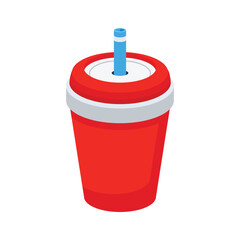 Latest 3d icon of drink cup with a straw in it