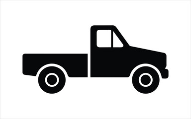 Black pickup truck icon on white background