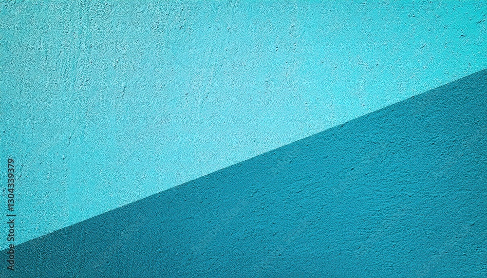 Aufkleber textured turquoise wall with diagonal light and shadow contrast, abstract urban background for moder