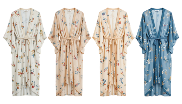 Collection of Sheer Kimono Cover-Up isolated on png