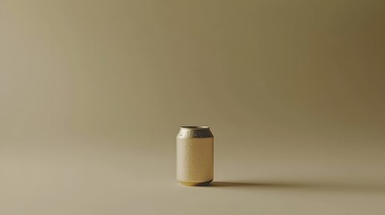 Minimalist Still Life of a Single Metallic Can on a Neutral Background with Soft Shadow