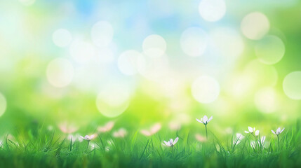 Obraz premium Spring or summer blurred nature background with gras. AI Generated Images