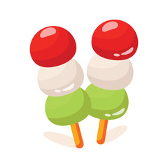 A 3d icon depicting sweet dango balls sticks