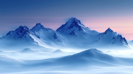 Obraz premium Snow-covered peaks at twilight