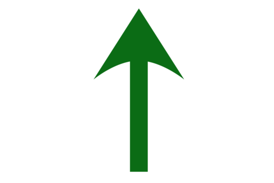 green arrow isolated on transparent background