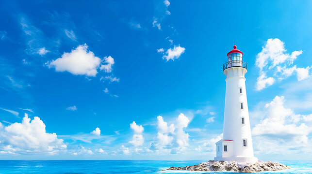 Caribbean lighthouse standing tall under sunny skies