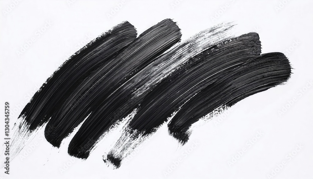 Poster expressive black brushstroke on white background, abstract artistic texture with bold strokes, perfe