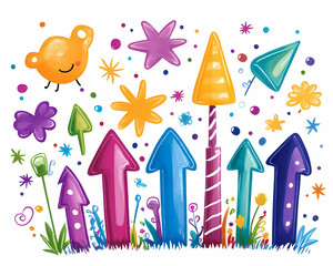 Colorful arrows, flowers, celebration