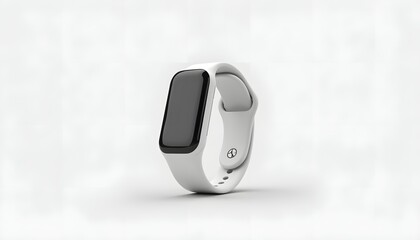 White smartwatch with heart rate monitor mockup on white background