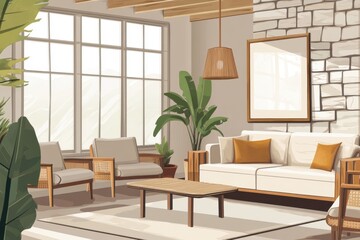 Modern minimalistic interior design with natural elements for home decor inspiration