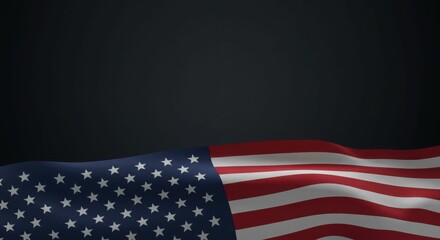 Obraz premium Waving american flag against dark background symbolizing patriotism and unity