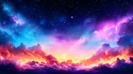 Obraz premium Colorful nebula cloudscape, starry night sky