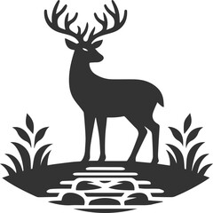 A deer standing on a stone pathway animal silhouette vector