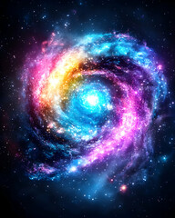 Obraz premium Colorful Spiral Galaxy in Dark Space