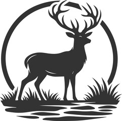 A deer standing on a stone pathway animal silhouette vector
