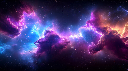 Cosmic Nebula Vibrant interstellar clouds in deep space