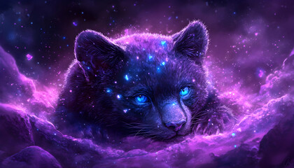 Cosmic Panther Cub, Nebula Background