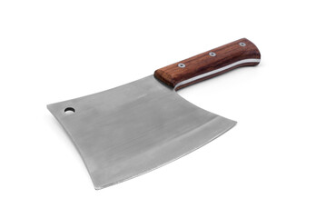 Steel butcher's axe isolated on white background.