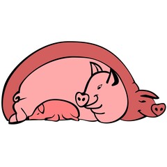 The three little pigs: the baby pig, the mother pig, and the big daddy pig. A family of pigs: dad, mom, and their piglet.