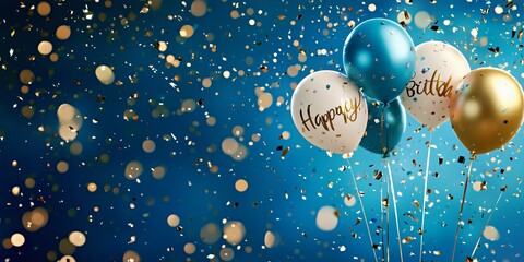 Naklejka premium Celebration with balloons and confetti creating a festive atmosphere for a birthday party