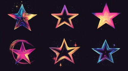 Obraz premium Collection of different star-shaped vector designs. 