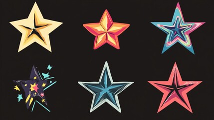Obraz premium Collection of different star-shaped vector designs. 