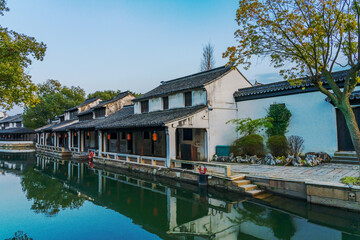 Obraz premium The Ancient Architecture, Bridges, and Tourism Landscape of Zhouzhuang Ancient Town in Suzhou, Jiangsu Province On April 18th, 2023