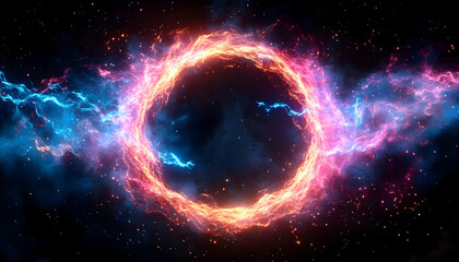 Obraz premium Fiery cosmic ring, space backdrop
