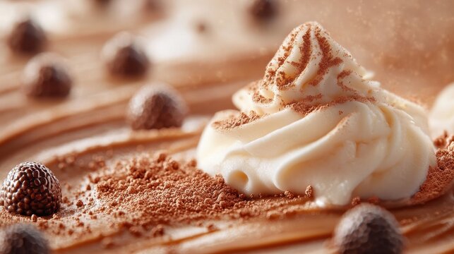 A symphony of creamy textures, a cascade of rich caramel, and a sprinkle of decorative delights, a visual feast for the senses.