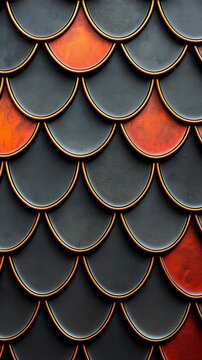 Abstract colorful metal scales texture pattern, modern industrial design decoration, artistic fish scale background, metallic art concept