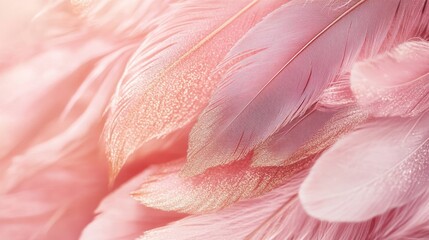 Luxurious pink and rose gold feather-themed background. 