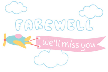 Farewell on cloud background - hand drawn