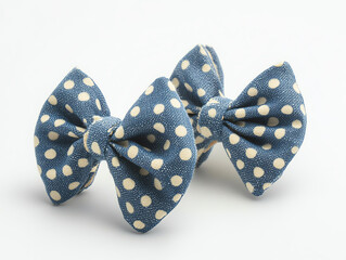 Stylish blue polka dot bows for fashion accessories, perfect for various outfits and occasions.