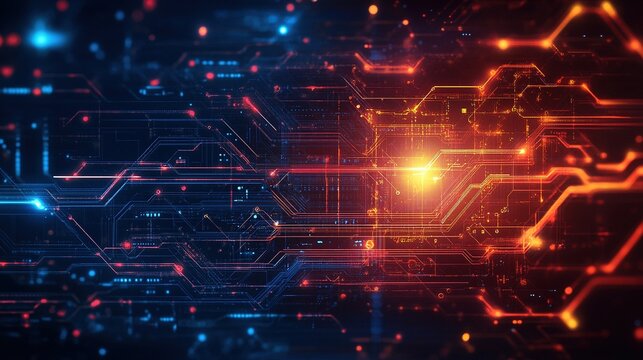 Futuristic abstract technological background with diverse elements of innovation and advancement