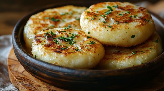 A creamy bowl of cauliflower soup, its golden hues inviting, rests on a rustic wooden surface, ready to be devoured in a close-up shot.