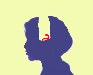 Silhouette of a head with a question mark symbolizing mental health and psychology