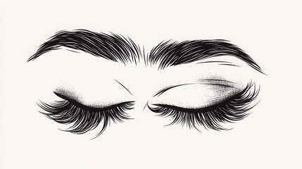 Fototapeta premium Trendy vector line art of long eyelashes and eyebrows
