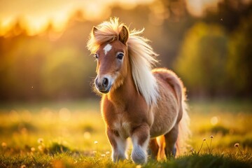 Fototapeta premium Adorable Miniature Horse Portrait, Cute Pony Photo, Farm Animal Image