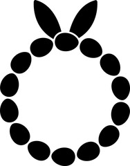 
Easter egg wreath with bunny ears silhouette flat vector illustration. 
Simple shape spring easter egg wreath with rabbit ears design isolated. 
Good for greeting card,poster, banner, leaflet . 
Tran