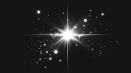 Obraz premium White star sparkles, shining effects for design use. 