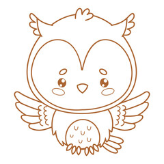 Obraz premium Outline Cute cartoon Owl bird. Line drawing, coloring book. Vector illustration. Kids collection