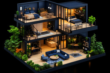 Modern Duplex House Interior Design, Night View