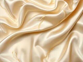 Obraz premium Seamless delicate golden filigree detailing on soft champagne silk, refined bridal luxury pattern, feminine aristocratic elegance, high-end sophisticated background