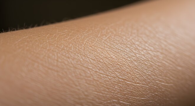 Detailed texture of human skin displaying natural lines and follicles