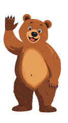 Obraz premium Friendly Cartoon Bear Waving in Cheerful Pose - Vector Illustration for Kids' Themes and Designs