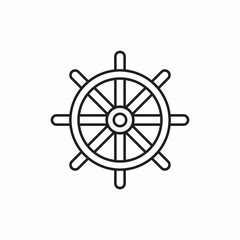 Ship wheel nautical steering icon vector sign
