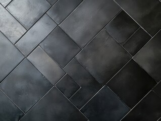 Seamless interlocking platinum diamond grids arranged over a sleek black canvas, creating a refined Deco elegance
