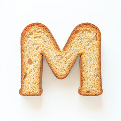 Creative Alphabet Bread Shaped Like The Letter M On White Background