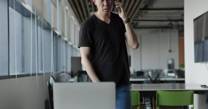 Asian businessman burn out on failed job in office. Elderly office worker expresses emotions Failed to work No success. Financial Communication Business problem. Working too hard overtime