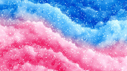 Pink and Blue Gradient Clouds With Glitter and Stars in Background